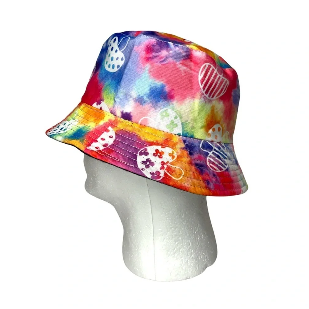 Tie Dyed Mushroom Reversible Unisex Bucket Hat Fishing Bucket Hat‎  Black Inside